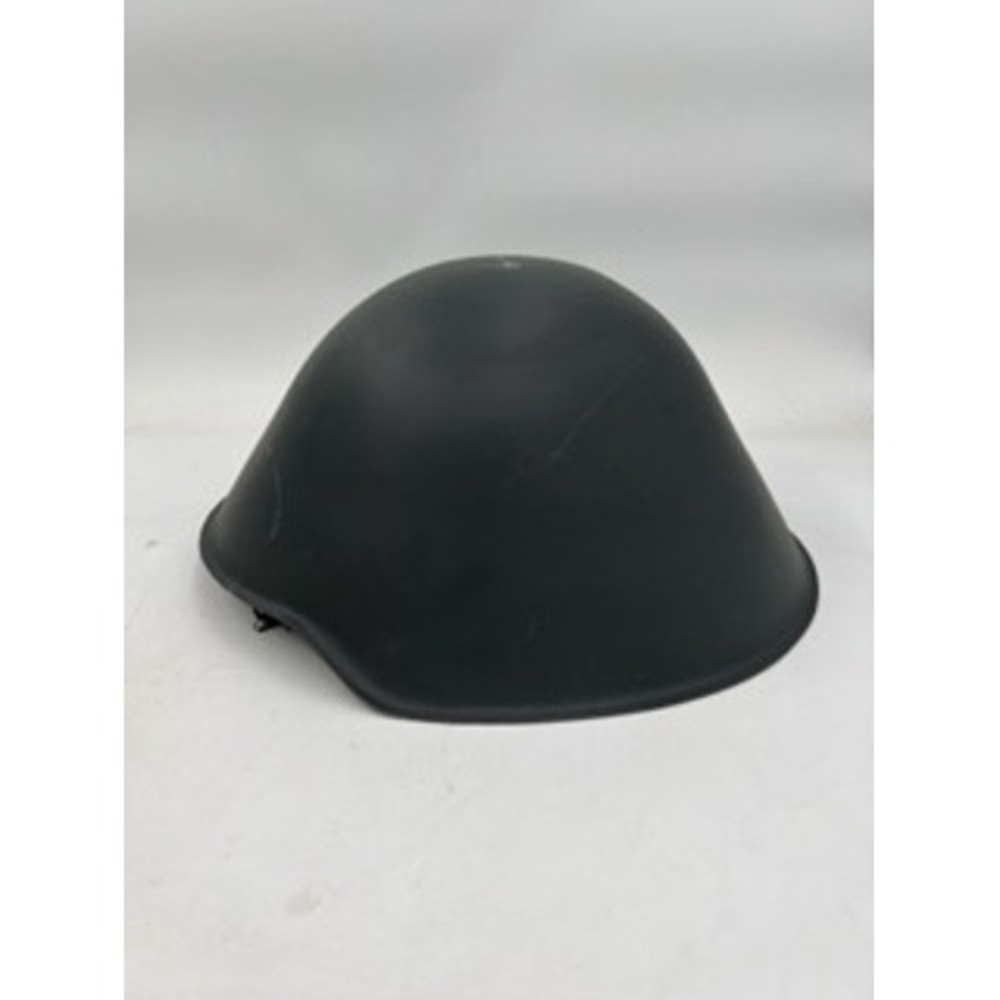 East German NVA M56/76 Steel Helmet with Leather Liner and Camo Net Grey Black